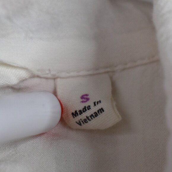 Athleta Top S Womens Textured White Button Down Pockets Long Sleeve Activewear - Picture 6 of 8